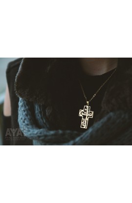 YOUR WILL BE DONE ARABIC CROSS NECKLACE GOLD PLATED - لتكن مشيئتك
