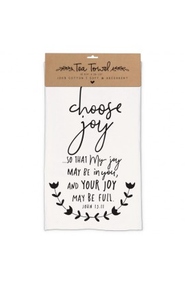 LCP51256 - Towel Tea Cotton Hand Drawn Doodles Choose Joy - - 1 