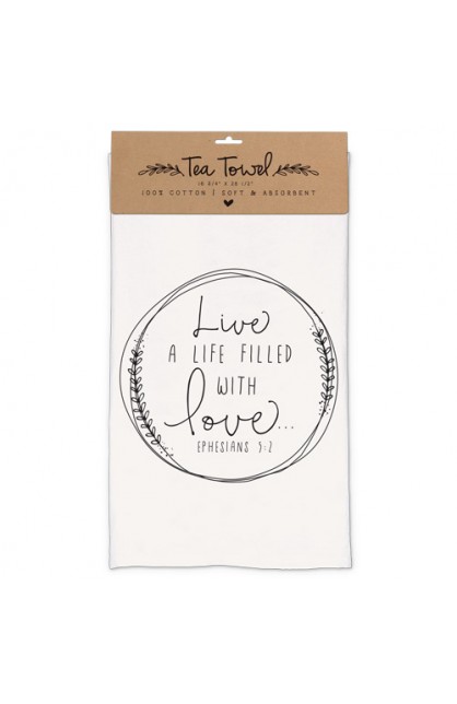 LCP51255 - Towel Tea Cotton Hand Drawn Doodles Love - - 1 