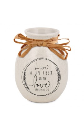 LCP51505 - Vase Ceramic Hand Drawn Doodles Love - - 1 