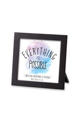 LCP40382 - Framed Art MDF Watercolor Script Everything is Possible - - 1 