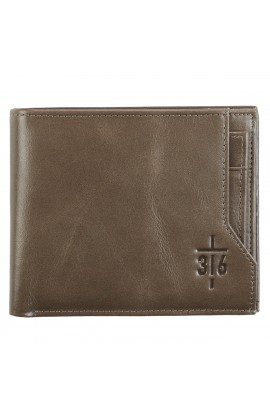 WT129 - Wallet Leather Taupe John 3:16 - - 1 