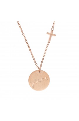 GRACE CROSS DISC NECKLACE