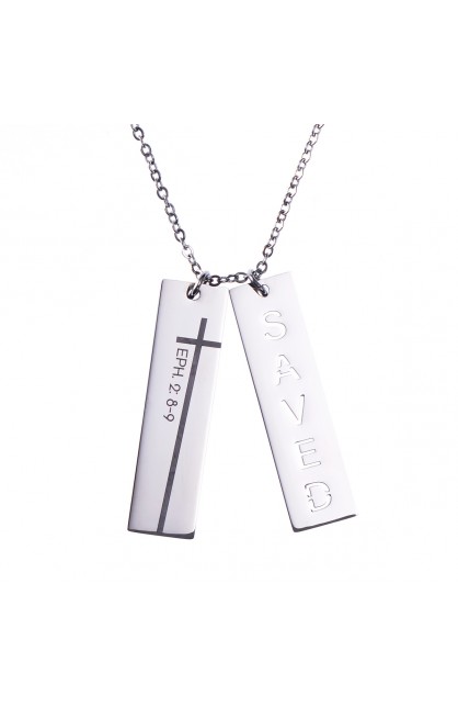 NKL012 - SAVED CUTOUT DOUBLE BAR NECKLACE - - 1 