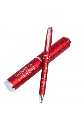 TEACHING IS A WORK OF HEART PEN WITH CASE