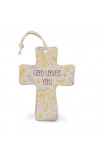 Cross Ceramic Natural Blessings God Loves You