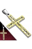 ST0290 - ST 2 tone Cut out Chastity Crucifix Latin Cross Pendant - - 1 