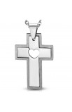 ST0292 - ST 2 Part Cut out Heart Latin Cross Pendant - - 2 