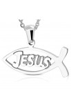 ST0298 - ST Cut out Jesus Monogram Fish Pendant - - 2 