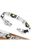 ST0315 - ST with Rubber Cross Panther Link Bracelet - - 1 