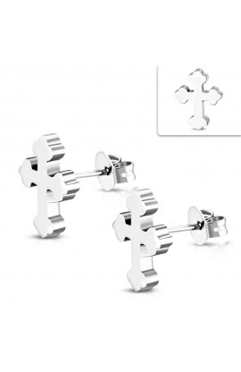 ST0328 - ST Budded Cross Stud Earrings - - 1 