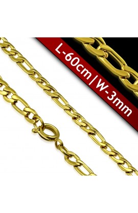 ST0355 - Gold Plated ST Spring Ring Clasp Lock Figaro Link Chain - - 1 