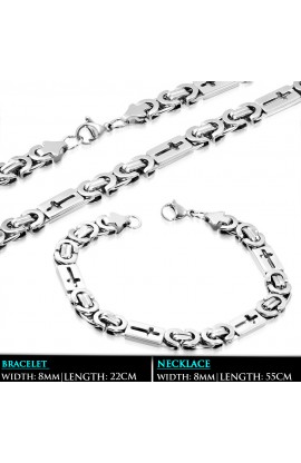 ST0365 - ST Lobster Claw Clasp Cut out Cross Link Chain - - 1 