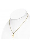 ST0370 - Gold Plated ST Heart Cross Chain Necklace & Pair of Earrings SET - - 2 