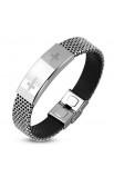ST0399 - Rubber Box Clasp Lock Bracelet w ST Cross Watch Style - - 1 