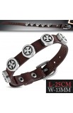 ST0457 - Genuine Leather Maltese Cross Stud Belt Buckle Bracelet - - 1 