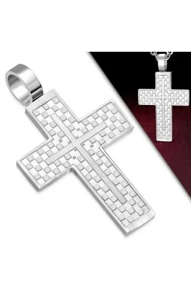 ST0461 - ST Checker Grid Cross Charm Pendant - - 1 