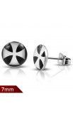 ST0464 - ST Acrylic Cross Round Circle Stud Earrings - - 1 