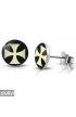 ST0476 - ST Acrylic Cross Round Circle Stud Earrings - - 1 