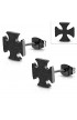 ST0485 - Black ST Sandblasted Pattee Cross Stud Earrings - - 1 