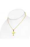 ST0495 - Gold Plated ST Flower Cross Charm Chain Necklace & Stud Earrings - - 2 