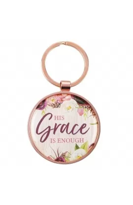 KMO084 - Keyring in Tin His Grace Is Enough 2 Cor 12:9 - - 1 