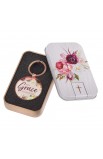 KMO084 - Keyring in Tin His Grace Is Enough 2 Cor 12:9 - - 3 