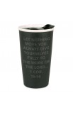 Tumbler Mug Double Wall Ceramic Blk Simple Truth Stand Firm
