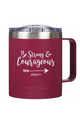 SMUG194 - Stainless Steel Mug Camp Magenta Be Strong & Courageous Josh 1:9 - - 1 