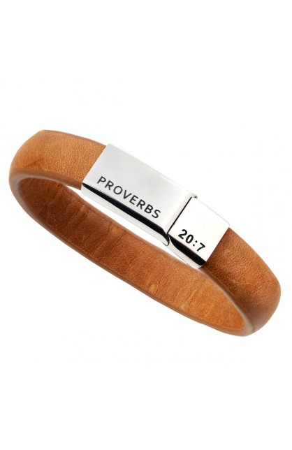 BRC013 - Righteous Man Leather Wrist Band Proverbs 20:7 - - 1 