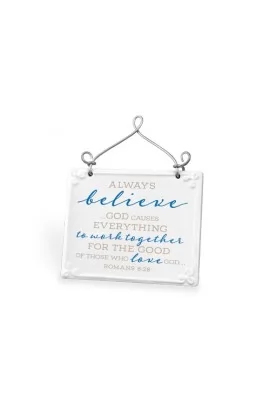 LCP40190 - Plaque Ceramic Wire Desktop Scripture Blessings Always Believe - - 1 