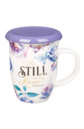 MUG600 - Mug Lidded Purple Be Still Psa 46:10 - - 1 