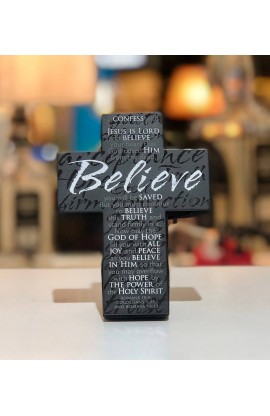 LCP11929 - Cross Desktop Small Metal Black Message Believe - - 1 