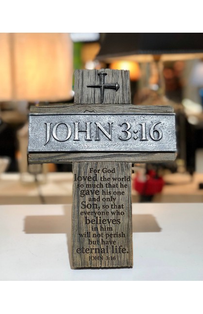 LCP11806 - Cross Wall/Desktop Cast Stone John 3:16 - - 1 