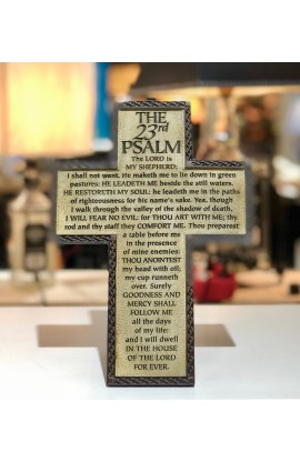 LCP11857 - Cross Wall Desktop Cast Stone Psalm 23 - - 1 