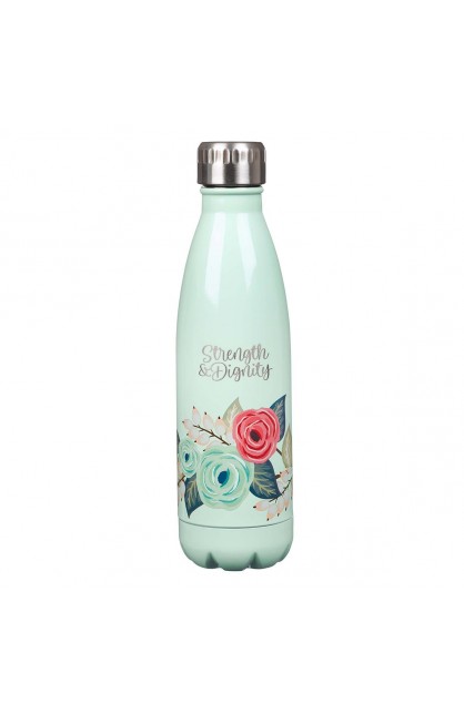 Water Bottle Stainless Steel Teal Strength & Dignity