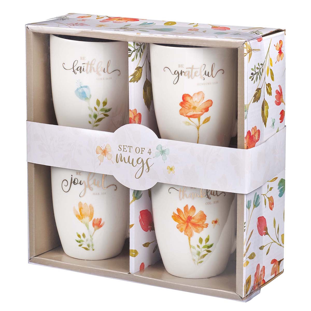 Floral Inspirations Four Piece Coffee Mug Set