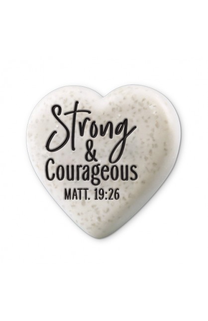 LCP40774 - Tabletop Heart Stone Strong Courageous - - 2 