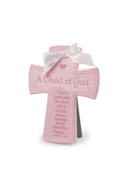 LCP11456 - A CHILD OF GOD PINK CERAMIC CROSS - - 1 
