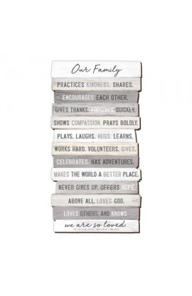 LCP45037 - Plaque Wall Desktop MDF Stacked Wood Our Family 16.25" x 29" - - 1 