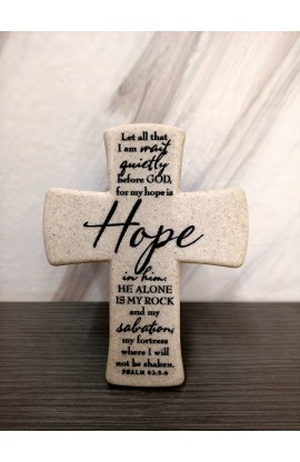 Cross Desktop Cast Stone Scripture Hope