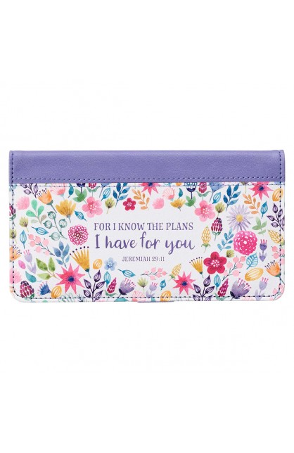 CHB052 - Wallet Purple Floral Printed I Know the Plans Jer. 29:11 - - 1 