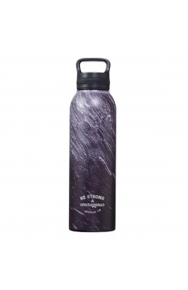 Water Bottle SS Black Stone Be Strong & Courageous Josh 1:9