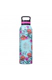 FLS029 - Water Bottle SS Teal Flowers His Grace is Sufficient 2 Cor 12:9 - - 1 