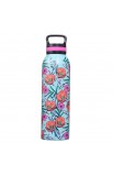 FLS029 - Water Bottle SS Teal Flowers His Grace is Sufficient 2 Cor 12:9 - - 2 