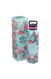 FLS029 - Water Bottle SS Teal Flowers His Grace is Sufficient 2 Cor 12:9 - - 3 