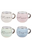 MUGS27 - Mug Ceramic Set FAITH GRACE LOVE JOY - - 1 