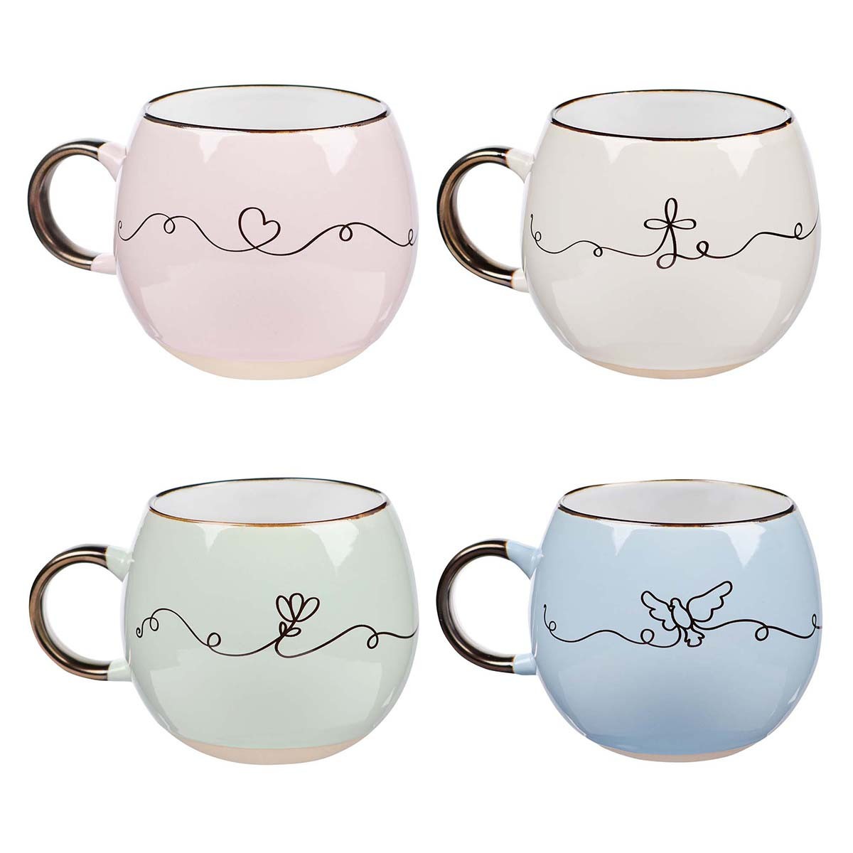 Country Grace Faith Grace Love Joy 15 oz. Mug Set of 4