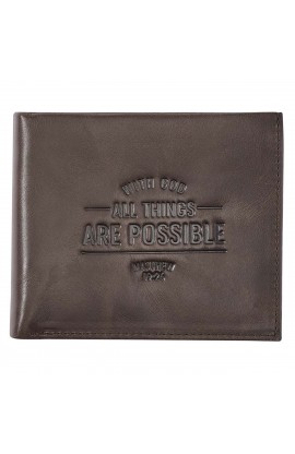 Genuine Leather Wallet With God All Things Are Possible Matt 19:26