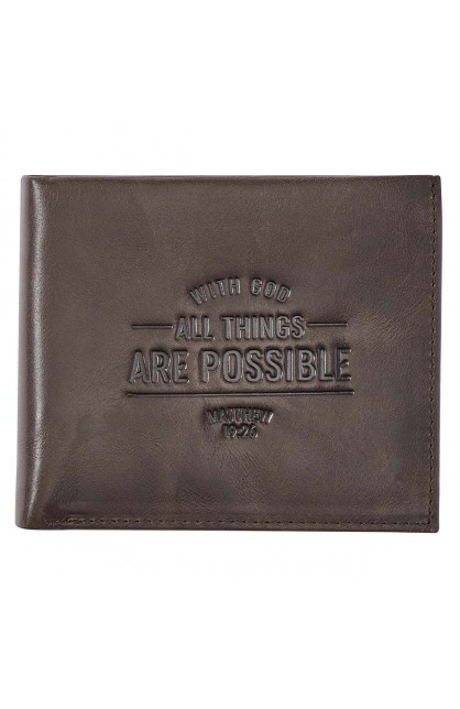 WT135 - Wallet Leather With God All Things are Possible Matt 19:26 - - 1 